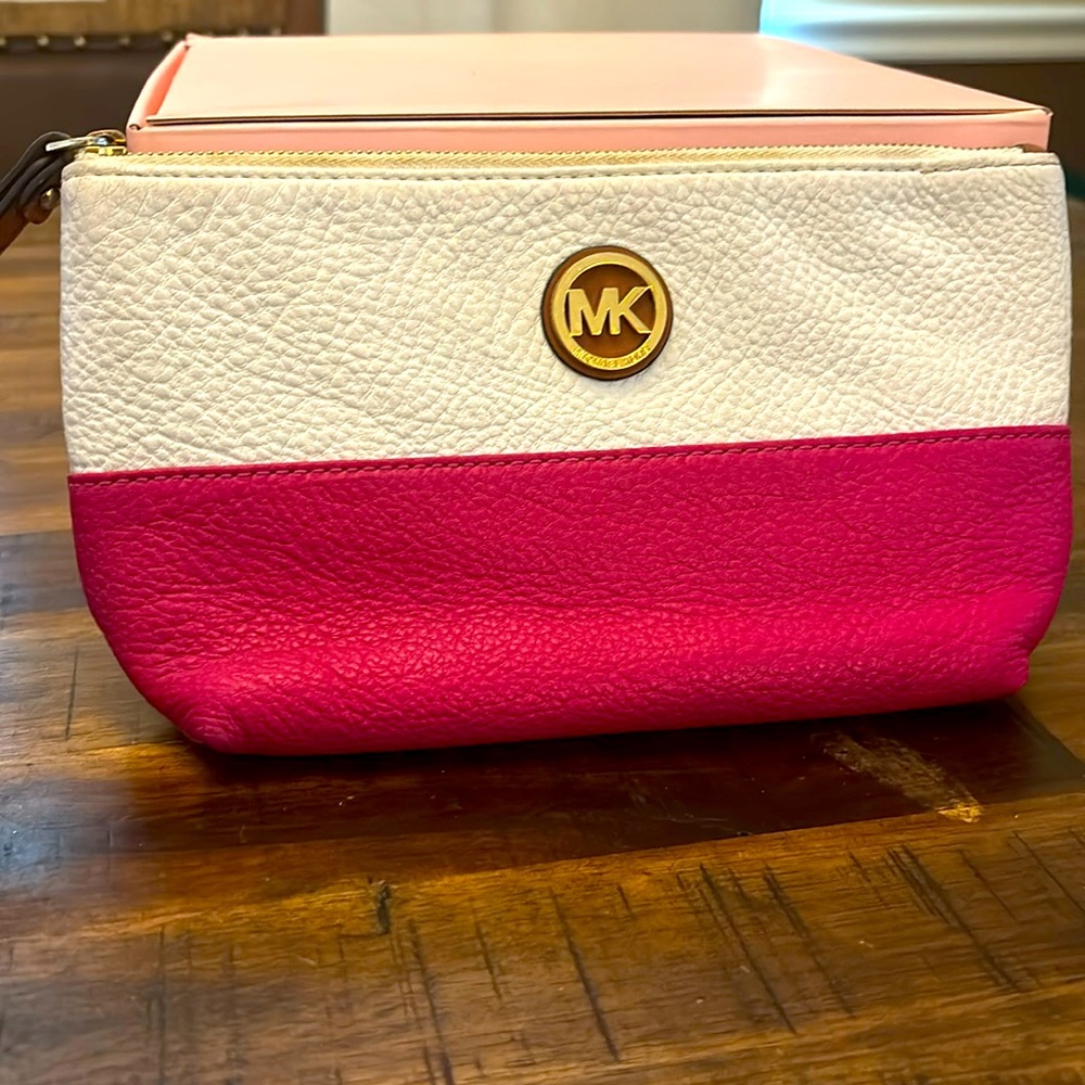 Michael Kors Pink and White Wristlet